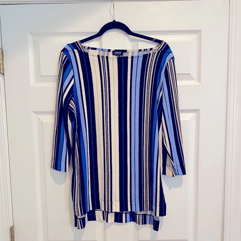 Jones New York, XL, Vertical Stripes, 3/4 sleeves
